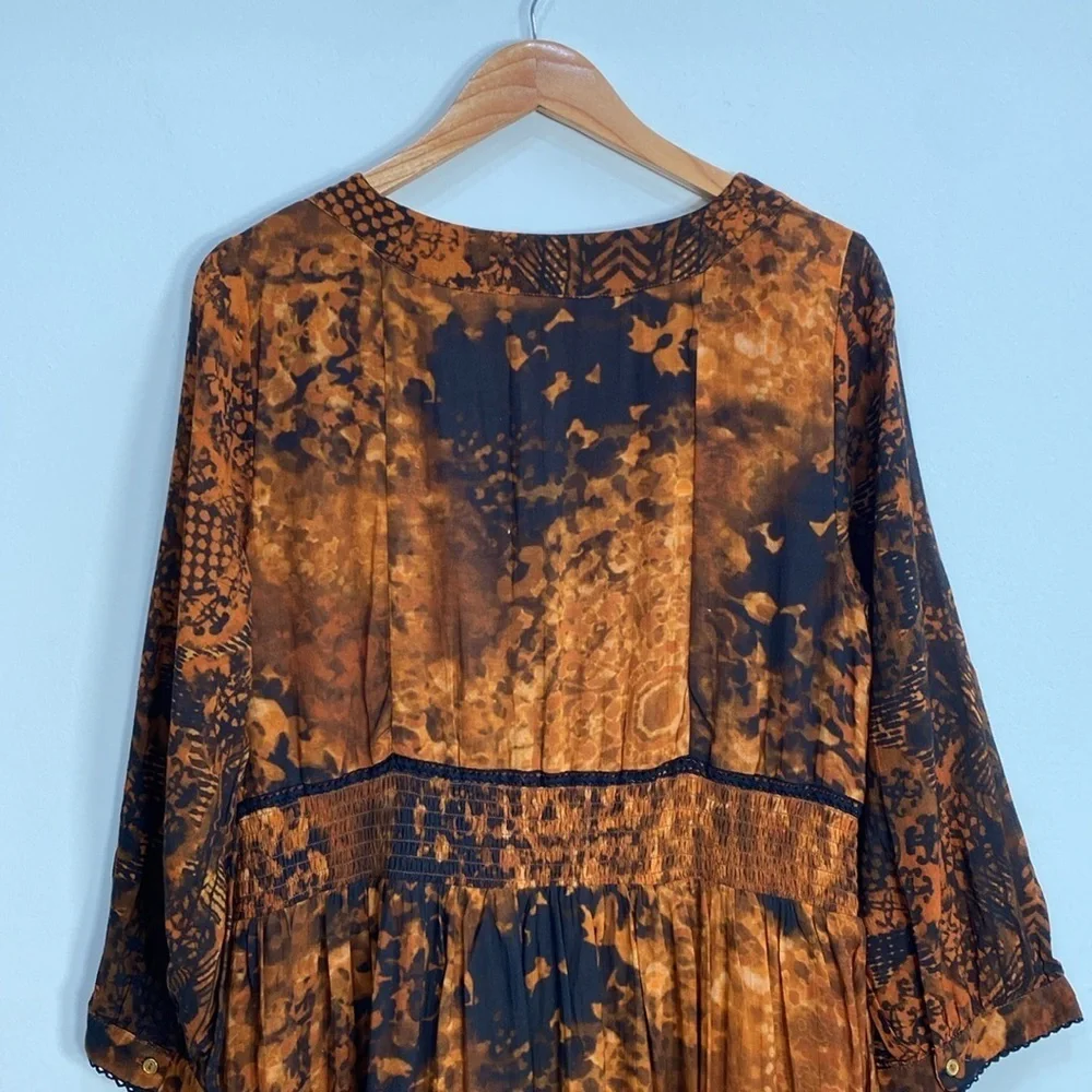 Soft Surroundings Midi Dress 12 Boho Art to Wear Burnished Copper - Picture 8 of 14